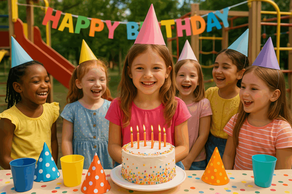 Mädchen beim Geburtstag für Mädchen auf Spielplatz Fränkisches Seenland